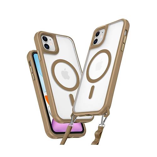 iPhone 12 K�l�f Enka Magsafe Silikon K�l�f - Desert