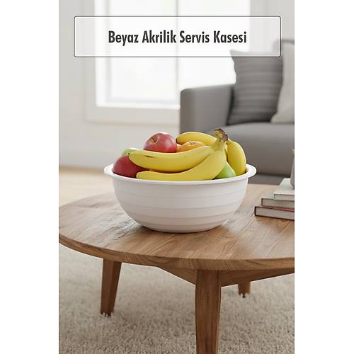 2,5 Lt Beyaz Akrilik Servis Kasesi & Kar��t�rma Kab�