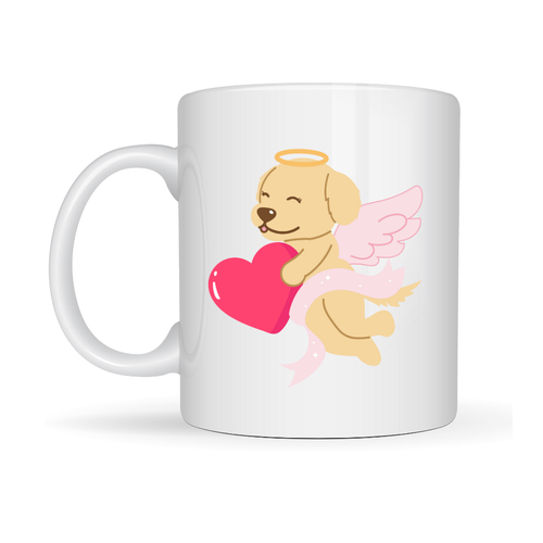 Melek Golden Retriever K�pek Tasar�ml� Porselen Kupa MODEL 55 � Kalpli, Sevgiliye �zel, Sevimli Hediye Kupa