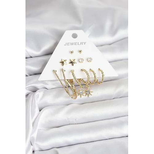 6 �ift Kad�n K�pe Seti Gold Renk