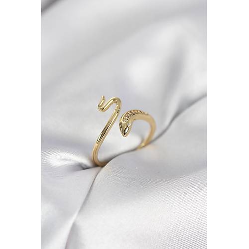 Gold Renk Y�lan Model Zirkon Ta�l� Kad�n Y�z�k