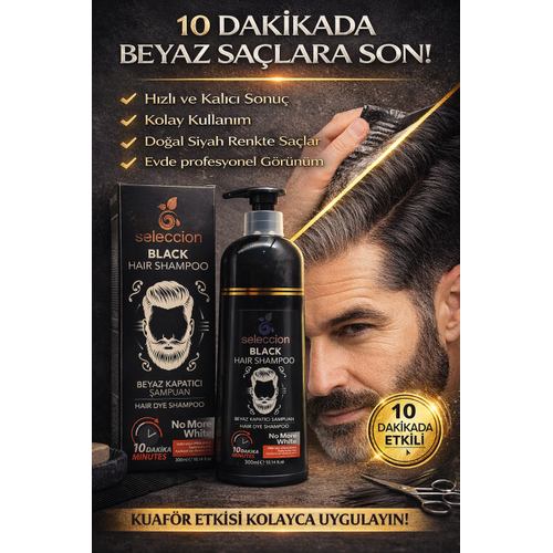 Seleccion Black Hair Shampoo Beyaz Kapat�c� �ampuan 300 ml Erkek Sa� Boya �ampuan�