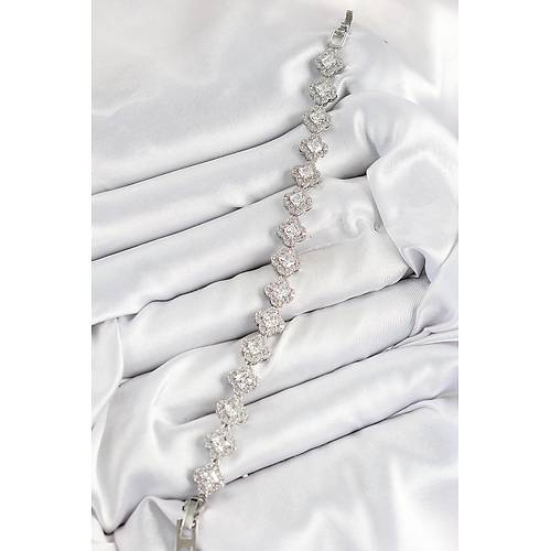 Pirin� Zirkon Ta�l� Yonca Baget Model G�m�� Renk VIP Seri Kad�n Bileklik