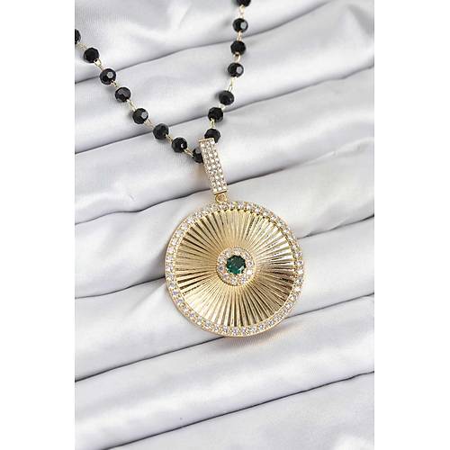 316L �elik Zincir Kristal Boncuklu Kad�n Kolye