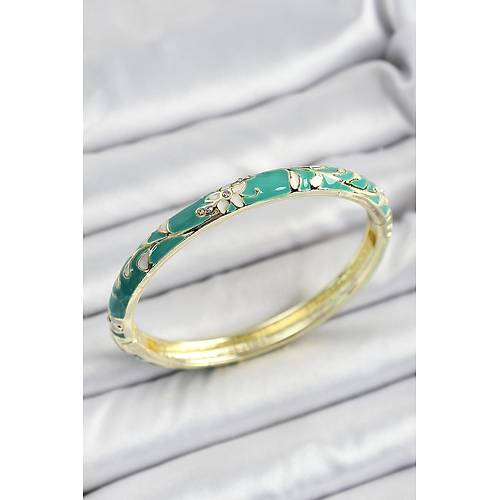 Mineli Pirin� Ye�il �i�ek Motifli Kad�n Kelep�e