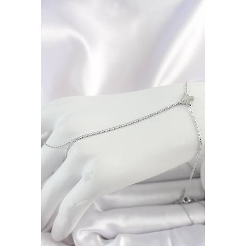 Pirin� G�m�� Renk Su Yolu Zirkon Ta�l� ��lemeli Yonca Model Kad�n �ahmeran