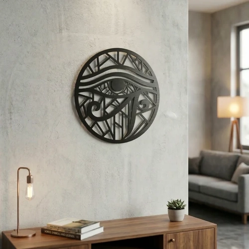 Horus G�z� Duvar Tablosu MDF Lazer Kesim Geometrik Modern Duvar S�s� Eye of Horus Dekor