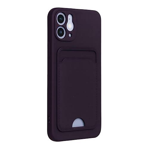 iPhone 12 K�l�f Kelvin Kartvizitli Silikon - Derin Mor