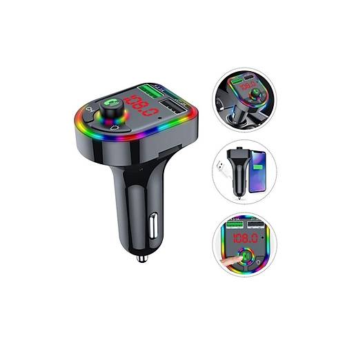 Car F6 RGB Bluetooth Ara� Kiti FM Transmitter QC 3.1A Type-C Usb �arj 12-24V