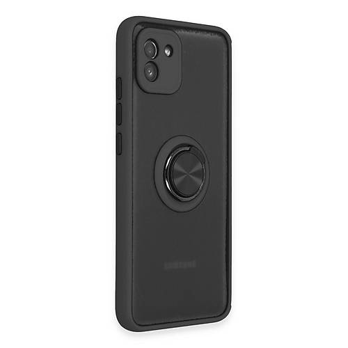 Galaxy A03 K�l�f Montreal Y�z�kl� Silikon Kapak - Siyah