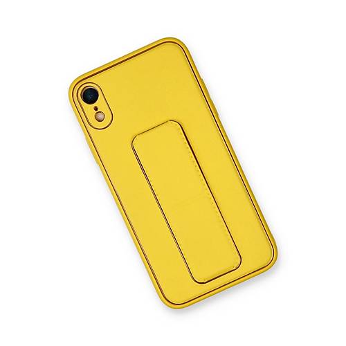 iPhone XR K�l�f Coco Deri Standl� Kapak - Sar�