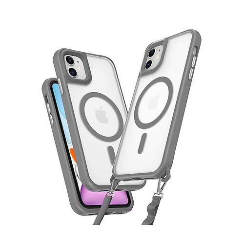 iPhone 12 K�l�f Enka Magsafe Silikon K�l�f - Titan Gri
