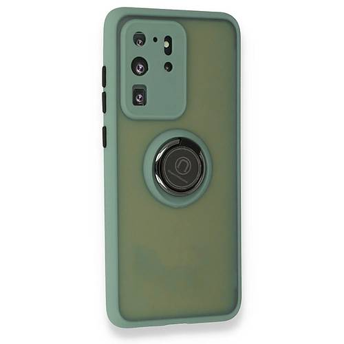 Galaxy S20 Ultra K�l�f Montreal Y�z�kl� Silikon Kapak - Ye�il