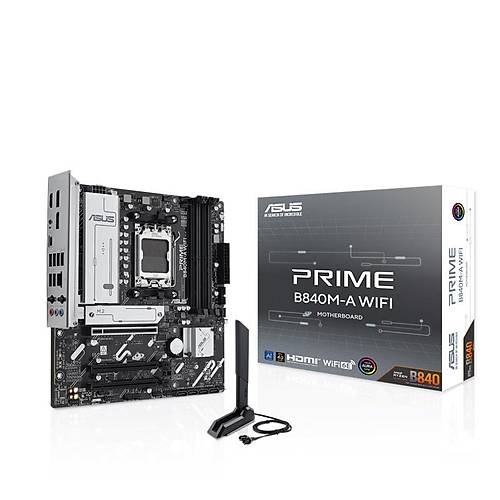 ASUS PRIME B840M-A WIFI DDR5 7600MT/S 1XHDMI 2XDP 3XM.2 AM5 (AMD AM5 9000/8000/7000 SER�LER� �LE UYUMLU)