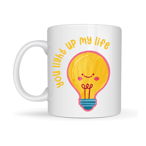 You Light Up My Life Tasar�ml� Porselen Kupa Model 15 - Sevimli Ampul Desenli Hediyelik Kahve Kupas�