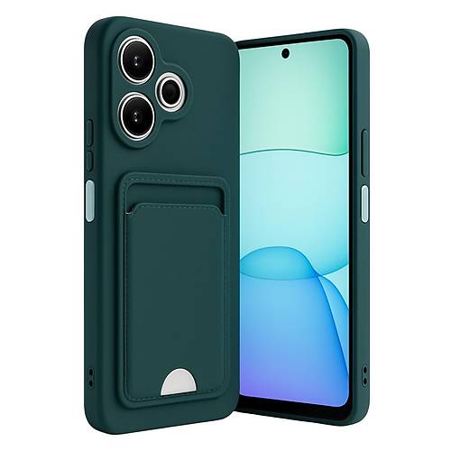 Redmi 13 4G K�l�f Kelvin Kartvizitli Silikon - Koyu Ye�il