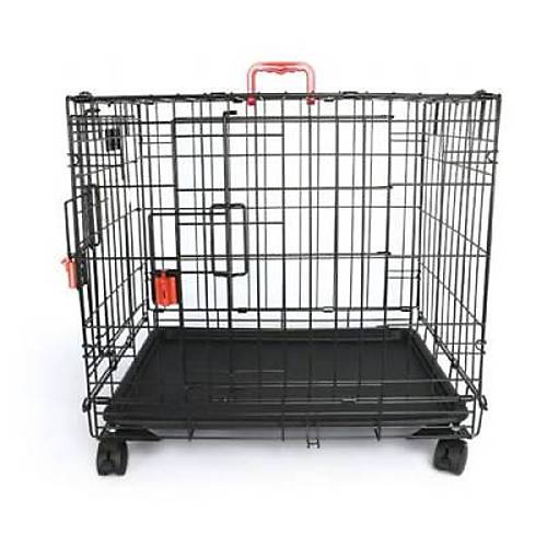 Voyager Tekerlekli 2 Kap�l� K�pek Kafesi Small Siyah 61x46x48 Cm