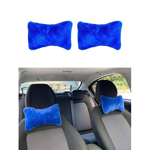 Yumu�ak Pelu� Ortopedik Araba Seyahat Boyun Yast��� 2'li Mavi