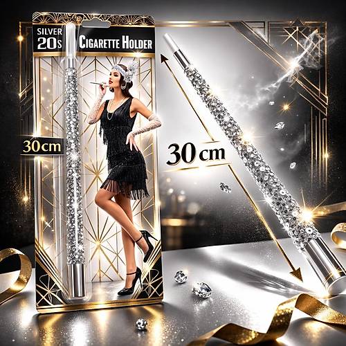 30 cm G�m�� Payetli Sigara Tutaca�� � 1920�ler Gatsby Parti Aksesuar�