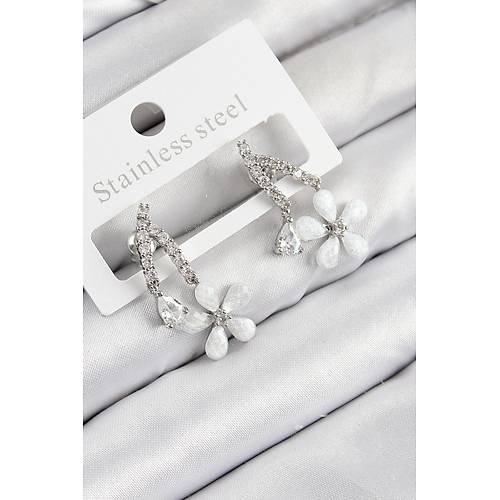 Pirin� Zirkon Ta�l� Papatya Model G�m�� Renk Kad�n K�pe