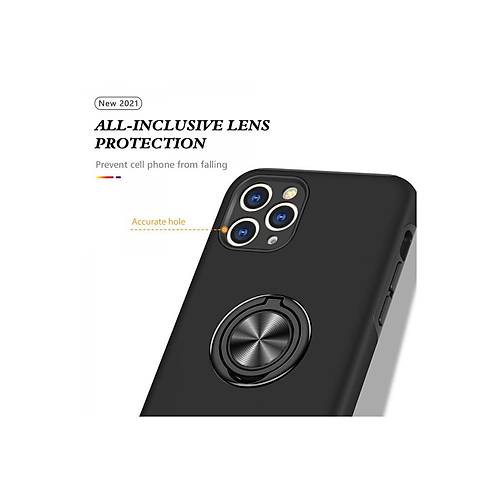 iPhone 11 Pro Max K�l�f Elit Y�z�kl� Kapak - Siyah