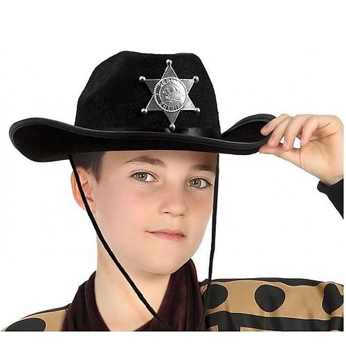 �ocuk Kovboy �apkas� Sheriff �apkas� Siyah Renk