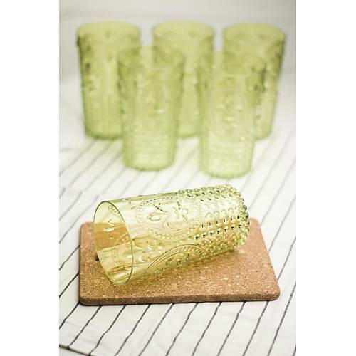 Akrilik Ye�il 6 L� Uzun Bardak & Su Me�rubat Barda�� 750 ml ( B�y�k Boy & Cam De�ildir )