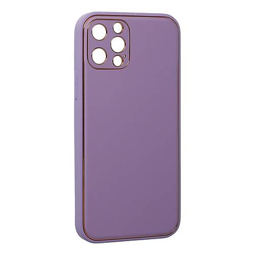 iPhone 12 Pro K�l�f Coco Deri Silikon Kapak - Lila