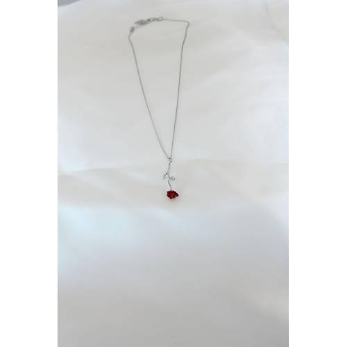 G�m�� Kaplama K�rm�z� G�l Fig�rl� Kad�n Kolye