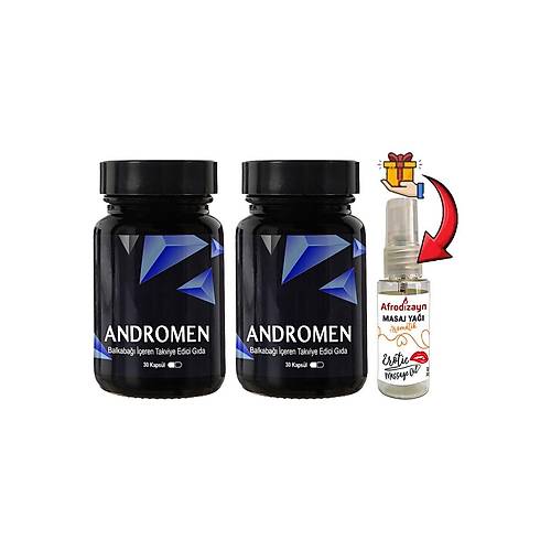 Anrdomen 2 Kutu Erkeklere �zel Yo�un Balkaba�� Ekstrat� ��eren 30 lu + Afrodizayn Masaj Ya�� 30 ml