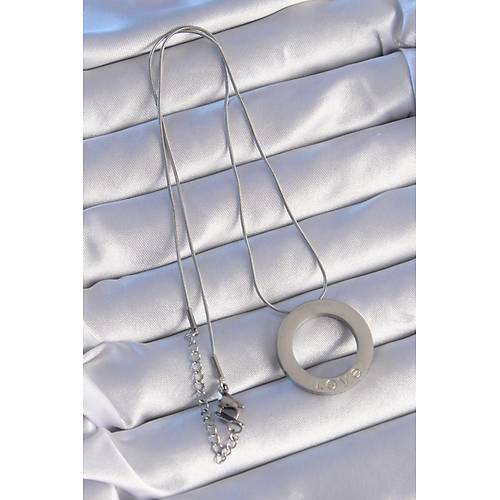 316L �elik G�m�� Renk Zirkon Ta�l� Model Kolye