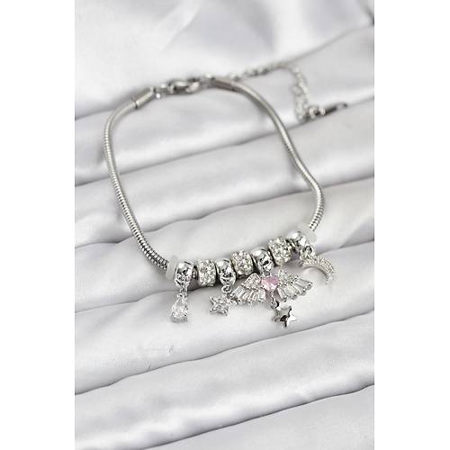 Pirin� G�m�� Renk Kanatl� Charml� Kad�n Bileklik