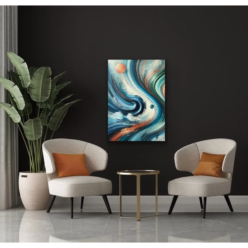 Turuncu Ye�il Mavi Soyut Kanvas Tablo 70x100cm