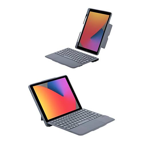 T5506D iPad 10.2 (9.Nesil) K�l�f Palermo Ledli Klavyeli Standl� Tablet K�l�f� - Siyah