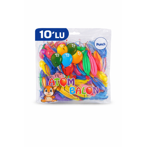Renkli Atom Balon Punch Balon Lastik �pli Parti Balonu 10 ADET