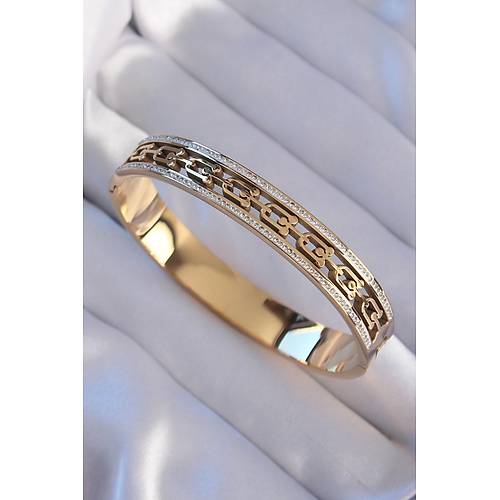 316L �elik Gold Renk Zirkon Ta�l� Model Kelep�e