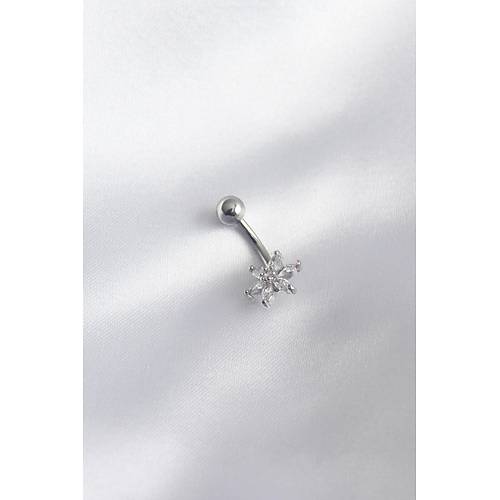 316L Cerrahi �elik G�m�� Renk Zirkon Ta�l� �i�ek Model Kad�n G�bek Piercing