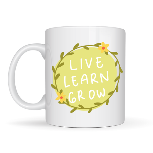 Live Learn Grow Motivasyon Kupas� MODEL 133 � YA�A , ��REN , GEL�� �lham Veren Tasar�m, Porselen Kupa, Pozitif Mesajl� Kahve & �ay Kupas�