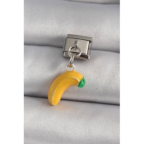 316L �elik G�m�� Renk Sallant� Muz Model Nomination Charm