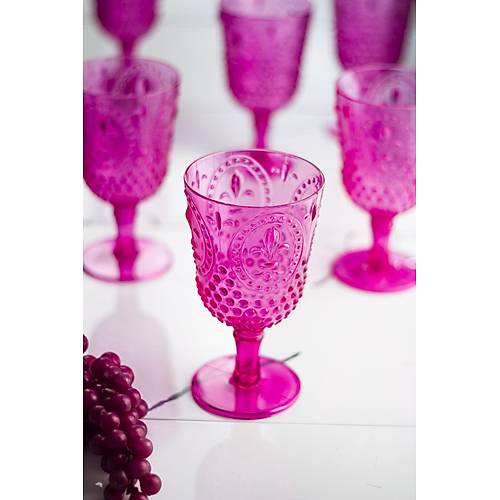 Akrilik Pembe Tekli Kadeh & Su Me�rubat Kahve Yan� Barda�� 450 ml ( Cam De�ildir )