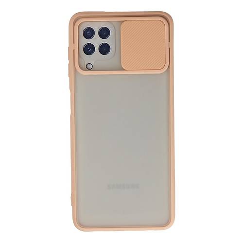 Galaxy A22 K�l�f Palm Buzlu Kamera S�rg�l� Silikon - Pembe