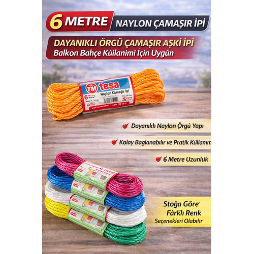 6 Metre Naylon �ama��r �pi Dayan�kl� �rg� �ama��r Ask� �pi Balkon Bah�e �ama��r �pi 1 Adet