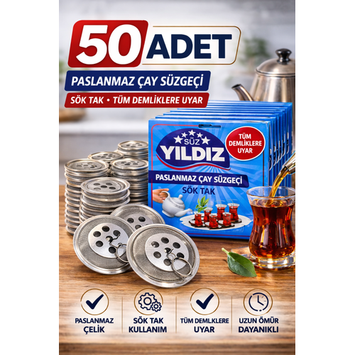 50 Adet Paslanmaz �elik �aydanl�k Demlik S�zgeci S�k Tak �ay S�zgeci T�m Demliklere Uyumlu �aydanl�k Filtresi