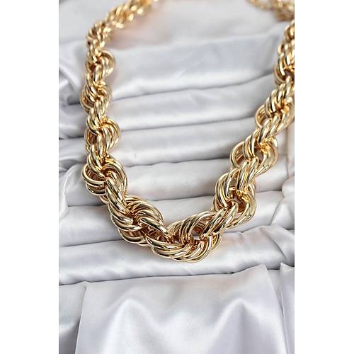 Pirin� Gold Renk Sarmal Halat Model Kad�n Kolye