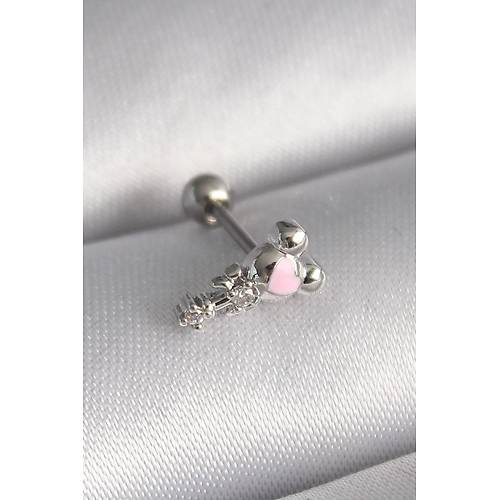 316L �elik G�m�� Renk Zirkon Ta� Detay Pembe Kalp ��leme Tragus Piercing