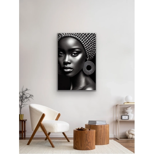 Afrikal� Siyahi Kad�n Kanvas Tablo 70x100