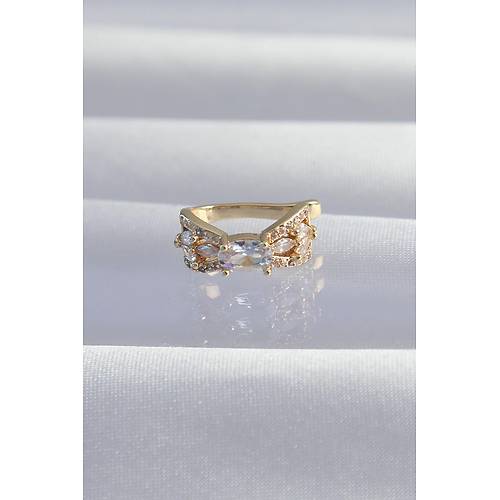 Pirin� Gold Renk Zirkon Ta� Kaplama Earcuff K�pe