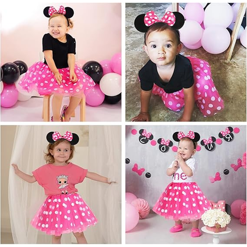Pembe Fiyonklu Minnie Mouse Tac� Mini Kulak