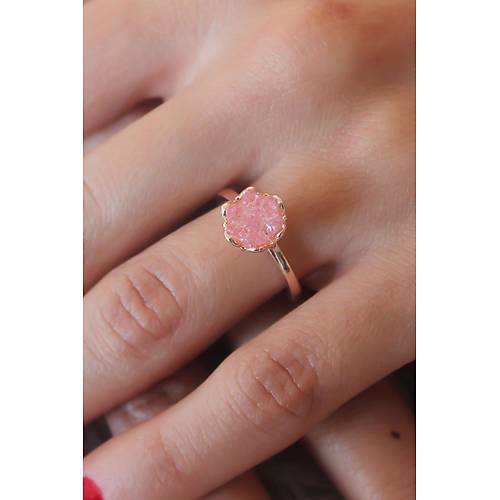 Pembe Lotus �i�ek Fig�r Gold Renk Kad�n Y�z�k