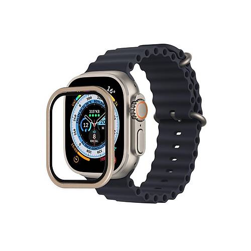 Watch Ultra 49mm Al�minyum Kasa Cam Ekran Koruyucu - Gold